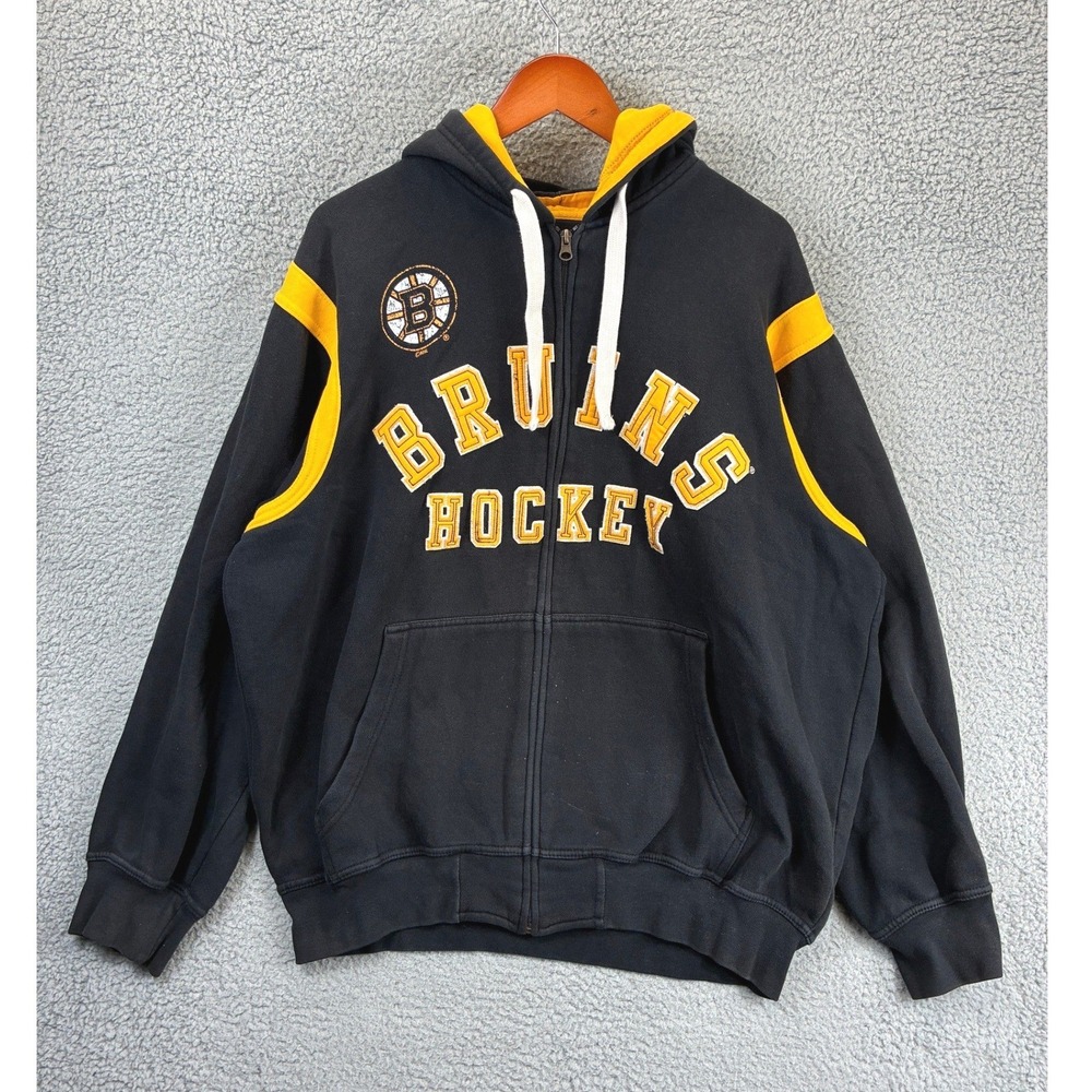 G-III NHL Boston Bruins Hoodie Sweatshirt Mens XL Black Hockey Graphic Pullover